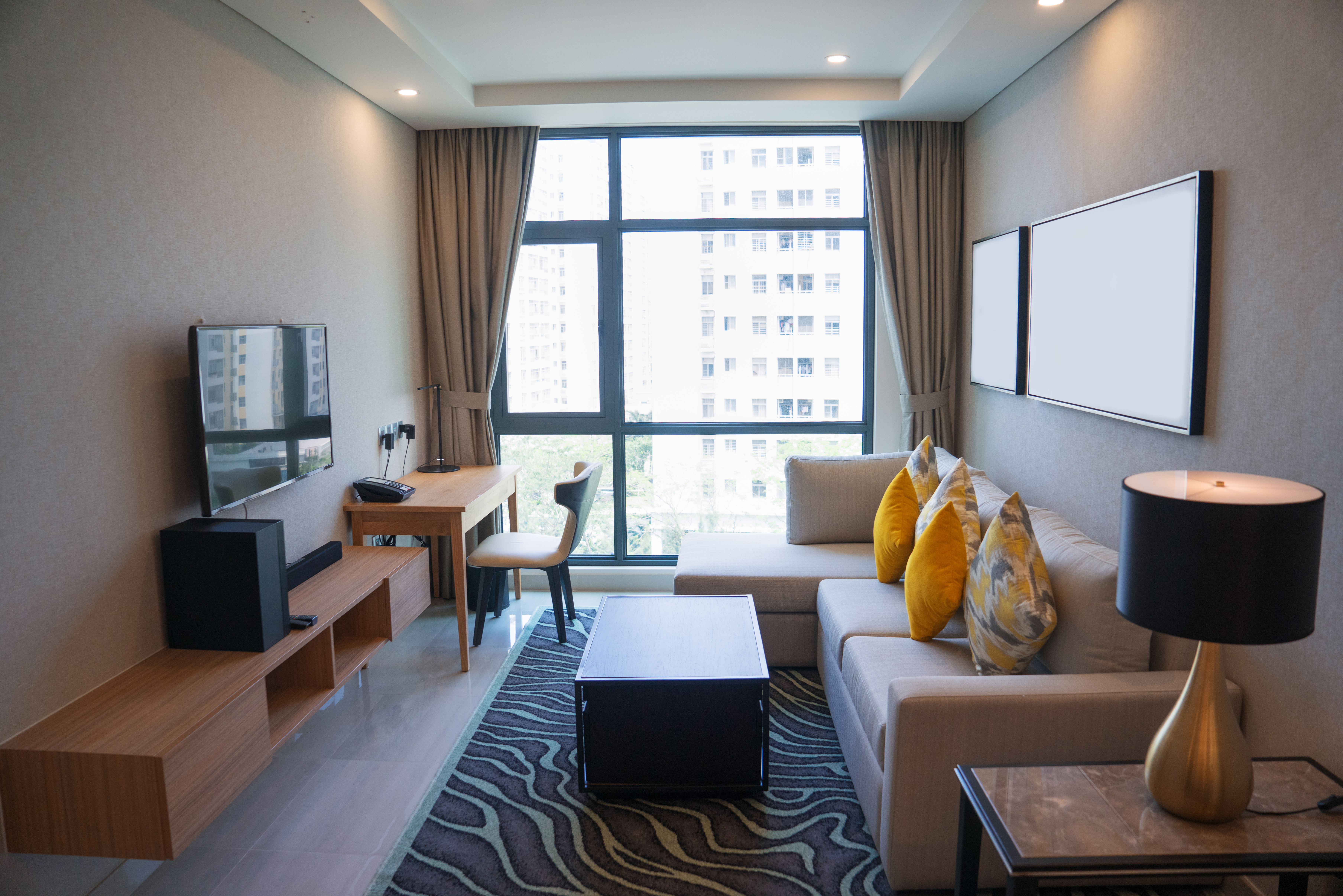 Furnished serviced apartment living room in Nairobi
