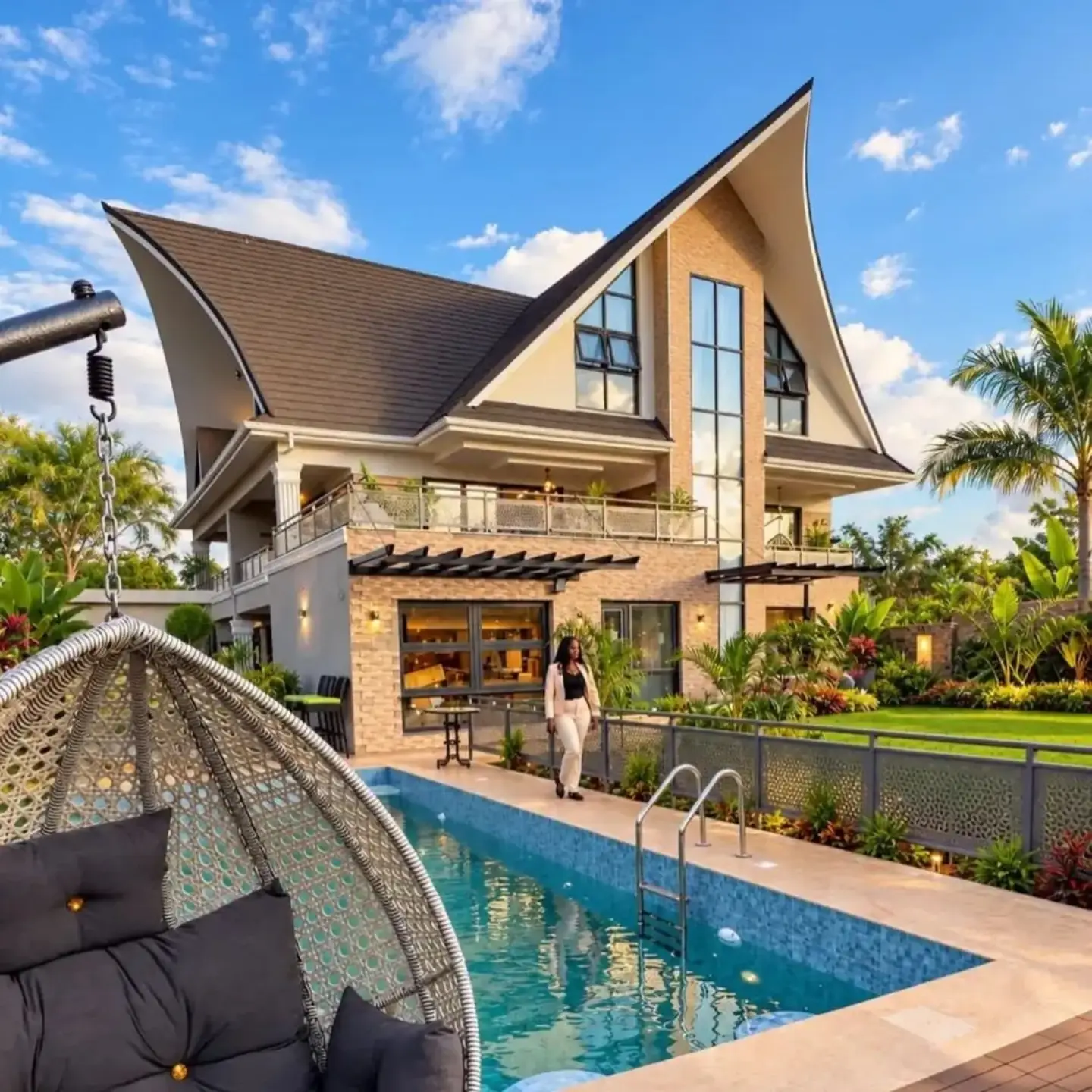 Row of modern family houses in a gated estate in Nairobi